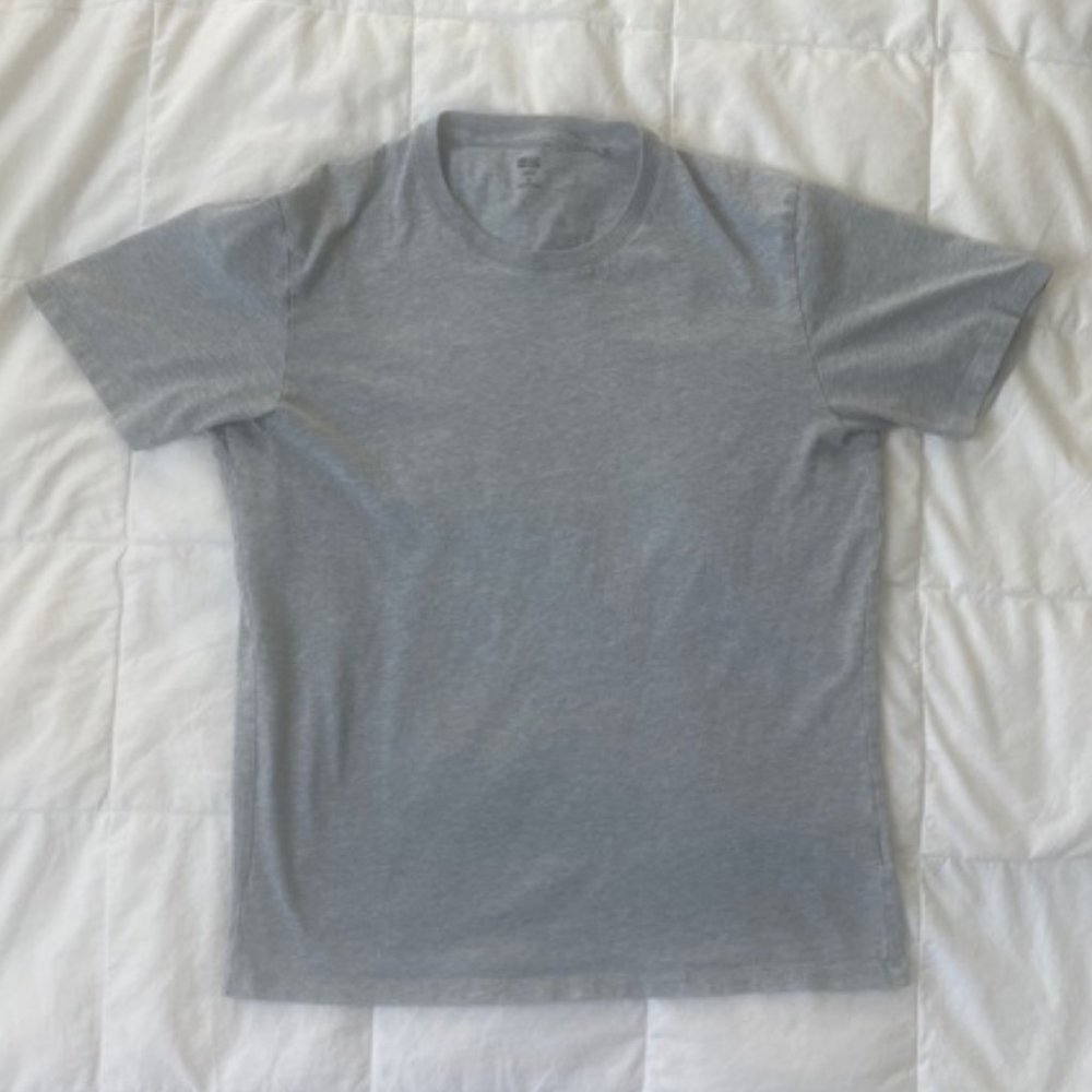 Three Uniqlo Gray Crew Supima Cotton T-Shirts Medium